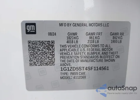 2025 Chevrolet Malibu Lt from USA, damaged, VIN 1G1ZD5ST4SF114561